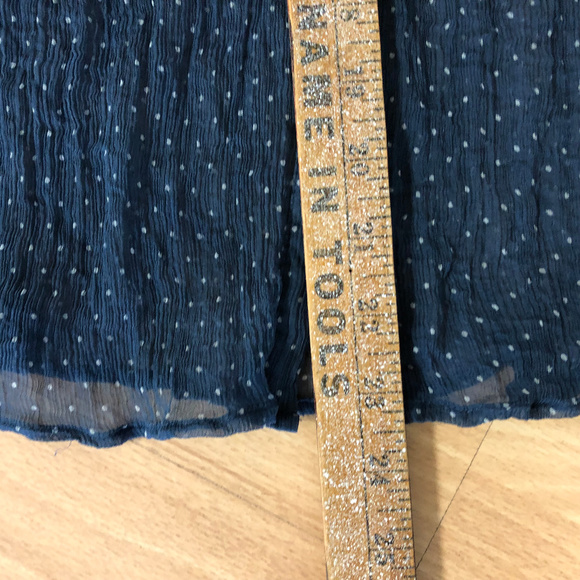 Forever21 Sheer Embellished Navy Blue Polkadot Top - Picture 3 of 5